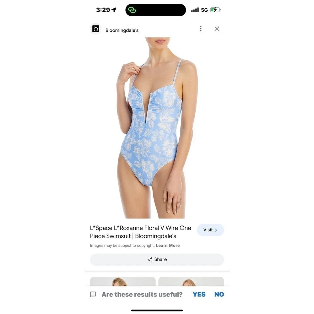 L*Space Roxanne Floral V Wire One Piece Swimsuit Blue White Size S NWT